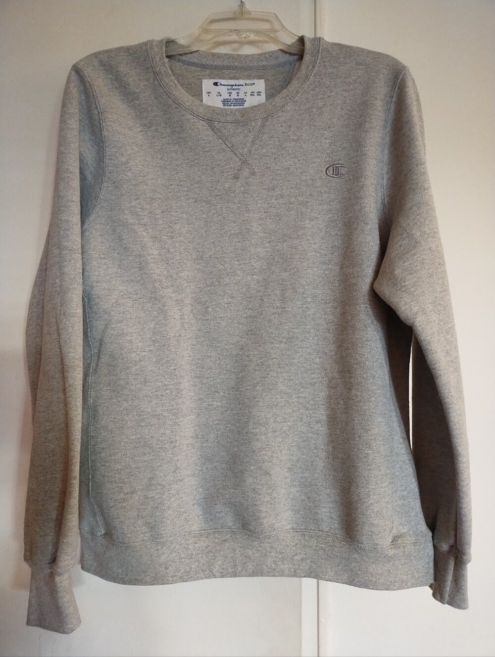 Women's Champion Eco Crew Neck Light Gray Sweatshirt Size L